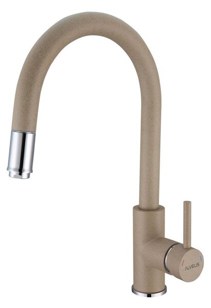 ALVEUS 1129020 - Dřezová baterie s vytahovací sprškou DELOS 38 cm granit/béžová