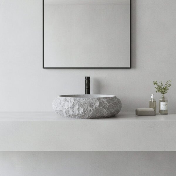 Rea Mika Gabro, umyvadlo na desku 480x380x155 mm, imitace kamene-šedá, REA-U0633