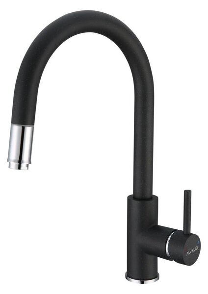 ALVEUS 1129022 - Dřezová baterie s vytahovací sprškou DELOS 38 cm granit/černá