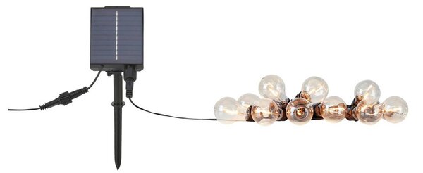 Markslöjd Světelná řetěz Suno, solární, USB, plast, 10 žárovek, IP44, Černá, Plast