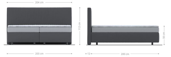 DELIFE Boxspring postel Dream-Well plyšový manšestr béžová 200x200 cm Bonell-matrace PU-topper