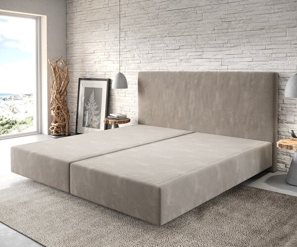 DELIFE Boxspring postel Dream-Well mikrovlákno béžová 200x200 cm
