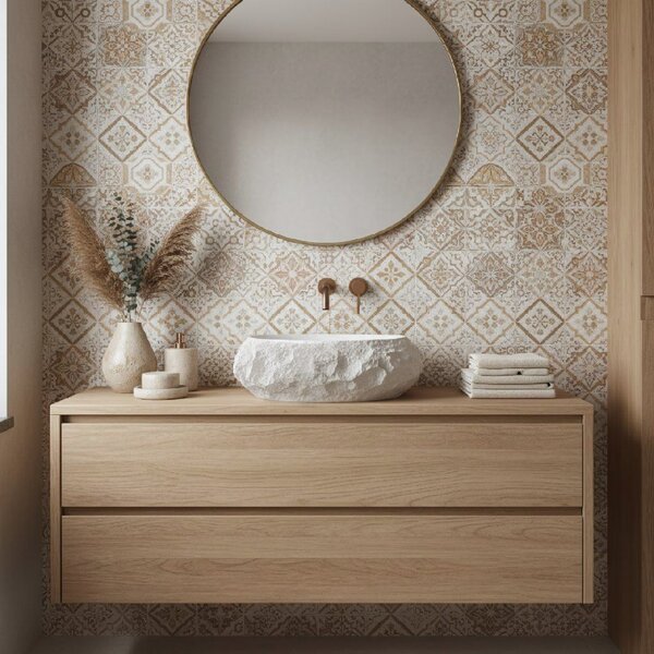 Rea Mika Ivory, umyvadlo na desku 500x380x150 mm, ecru-imitace kamene, REA-U7350