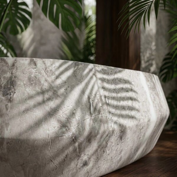Rea Zoe Rock, umyvadlo na desku 550x355x170 mm, šedá-imitace kamene, REA-U0643
