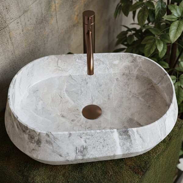 Rea Zoe Rock, umyvadlo na desku 550x355x170 mm, šedá-imitace kamene, REA-U0643