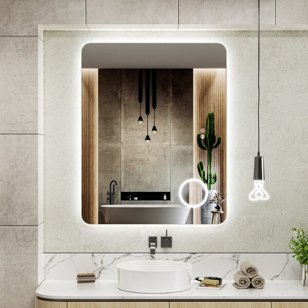 Erga Myra, LED zrcadlo 100x80 cm s kosmetickým zrcadlem 3x zvětšení, 4114 lm, 3 barvy světla, zadní osvětlení, ERG-V01-MYRA-1080-00