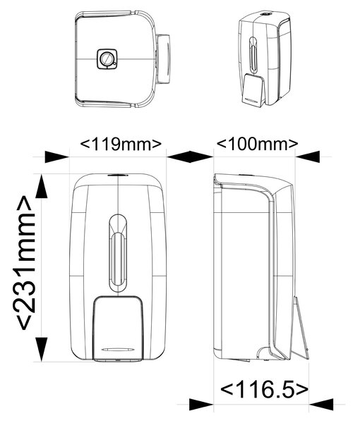 Aqualine Aqualine, OLMO dávkovač tekutého mýdla 800ml, bílá, 1318-47