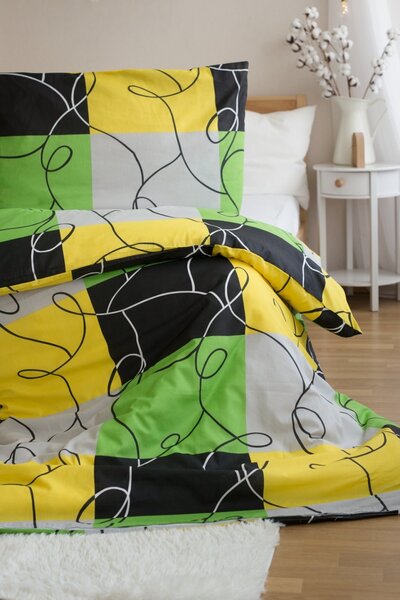 Polybavlněné povlečení na 2 postele CHESS LIME, barevné Rozměr povlečení: 2 ks 70 x 90 cm | 2 ks 140 x 200 cm