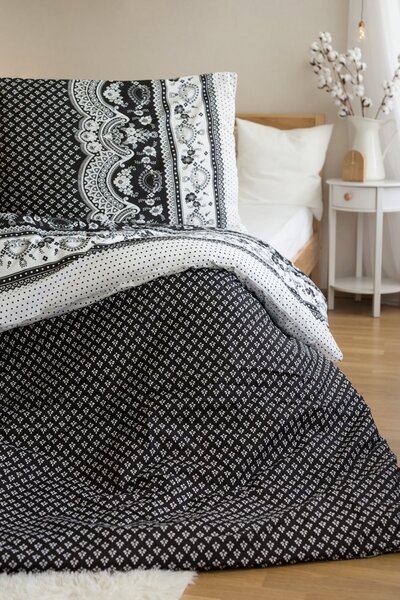 Polybavlněné povlečení na 2 postele CANZONE BLACK, černé Rozměr povlečení: 2 ks 70 x 90 cm | 2 ks 140 x 200 cm