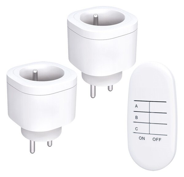 SOLIGHT Dálkově ovládané zásuvky set 2 zásuvky + 1 ovladač Learning Code 3000W/13A