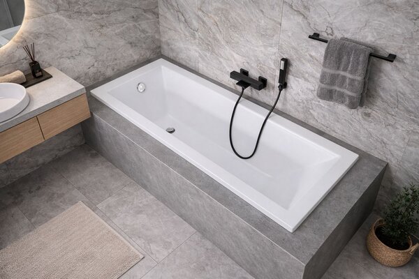 Erga Pureline-S, vana 1700x700x400 mm bez nožiček, bílá lesklá, ERG-V07-PURELINE-S-170x070-WH
