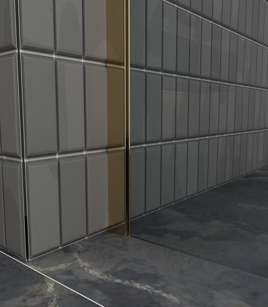 Erga Paris, sprchová zástěna Walk-In 80x200 cm, 8mm čiré/mléčné sklo, zlatý lesklý profil, ERG-V02-PARIS-080x200-MF-GD