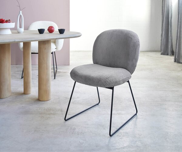 DELIFE Jídelní židle Nube-Flex manšestr stříbrně šedá tenká podnož černá taštičkové pružiny
