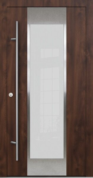 FM TÜREN Vchodové dveře s ocelovým opláštěním FM Turen model DS08 Orientace dveří: Levé, otevírání dovnitř, Dekor: Ořech, Standardní rozměr: 98 cm x 208 cm - vnější rozměr rámu