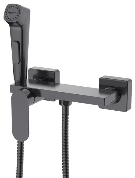 Aqualine Aqualine, Nástěnná bidetová baterie se Stop sprškou a poličkou, gun metal, TJ042GM