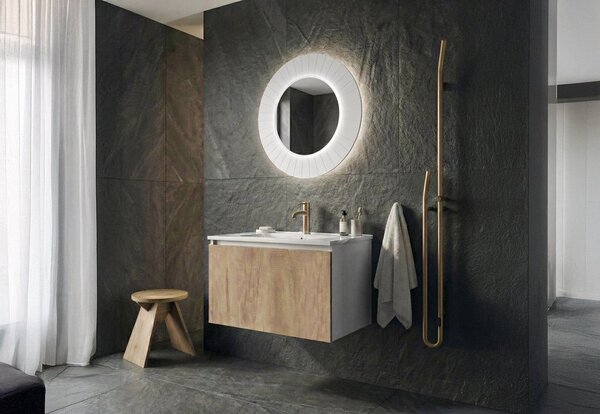 Sapho Sapho, LUMIRO STRIP kulaté zrcadlo s LED osvětlením v rámu, průměr 75cm, bílá mat, LR750-3131S