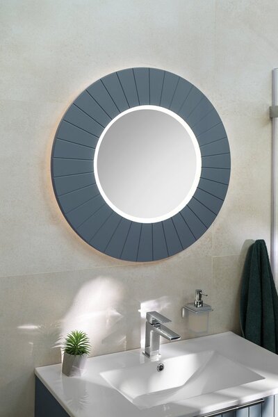Sapho Sapho, LUMIRO STRIP kulaté zrcadlo s LED osvětlením v rámu, průměr 75cm, agila, LR750-4343S