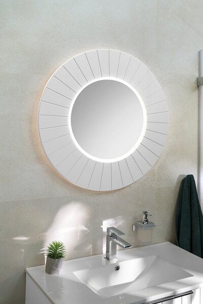 Sapho Sapho, LUMIRO STRIP kulaté zrcadlo s LED osvětlením v rámu, průměr 75cm, bílá mat, LR750-3131S
