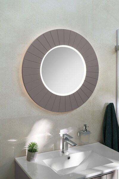 Sapho Sapho, LUMIRO STRIP kulaté zrcadlo s LED osvětlením v rámu, průměr 75cm, agila, LR750-4343S