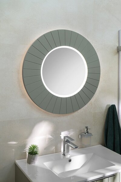 Sapho Sapho, LUMIRO STRIP kulaté zrcadlo s LED osvětlením v rámu, průměr 90cm, verde, LR950-4444S