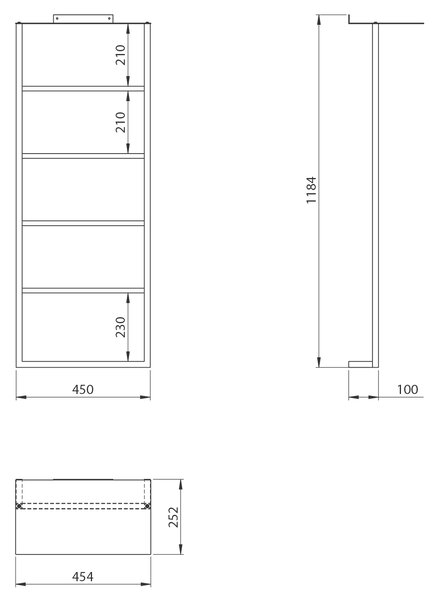 Sapho Sapho, SKA nástěnný držák ručníků s policí 454x1184x252mm, černá mat, SKA701