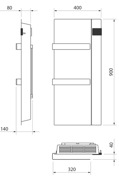 Sapho Sapho, ONSEN EVO elektrické topné těleso 400x900mm, 1000 W, bílá, ONS10001