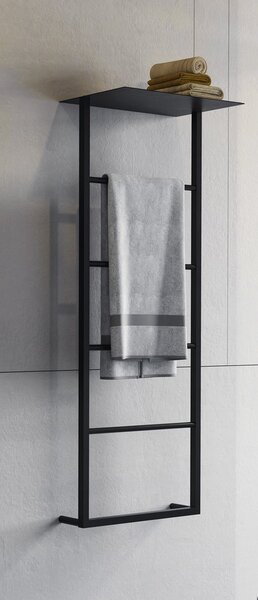 Sapho Sapho, SKA nástěnný držák ručníků s policí 454x1184x252mm, černá mat, SKA701