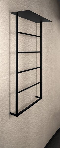 Sapho Sapho, SKA nástěnný držák ručníků s policí 604x1184x252mm, černá mat, SKA702