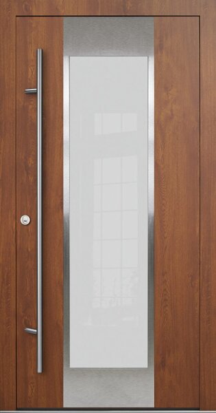 FM TÜREN Vchodové dveře s ocelovým opláštěním FM Turen model DS08 Orientace dveří: Levé, otevírání dovnitř, Dekor: Zlatý dub, Standardní rozměr: 98 cm x 208 cm - vnější rozměr rámu
