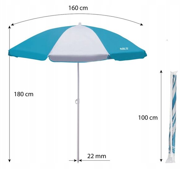 Plážový slunečník Nils Camp NC7813, 160 cm, modrý