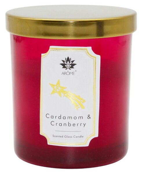Arome Svíčka v barevném skle s víčkem, Cardamon & Cranberry, 125 g
