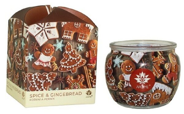 Arome Svíčka ve skle a flower boxu, Spice & Gingerbread, 90 g