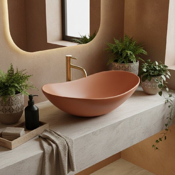 Rea Royal, umyvadlo na desku 615×360×155 mm, oranžová matná, REA-U3530