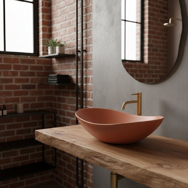 Rea Royal, umyvadlo na desku 615×360×155 mm, oranžová matná, REA-U3530