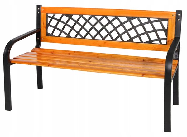 Lavička s opěradlem, dřevěná, 118 x 52 cm