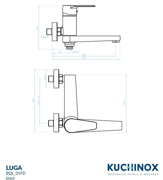 Kuchinox Luga, vanová baterie s otočným výtokem, chromová, LAV-BQL_01FD