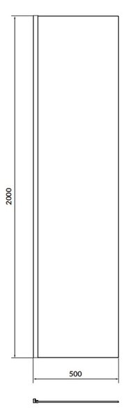 Cersanit Mille, sprchová zástěna typu Walk-In 50x200 cm, 8mm čiré sklo, černý profil, S161-016
