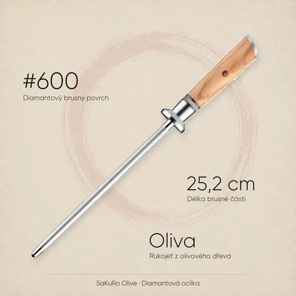 Diamantová ocílka SaKuRo Olive 25,2 cm #600