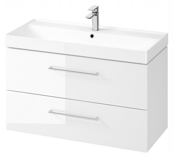 Cersanit Larga, závěsná umyvadlová skříňka 100cm, bílá lesklá, S932-076