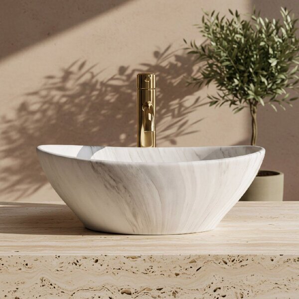 Rea Sofia Ash, umyvadlo na desku 41x34,5x15 cm, imitace kamene, REA-U6362