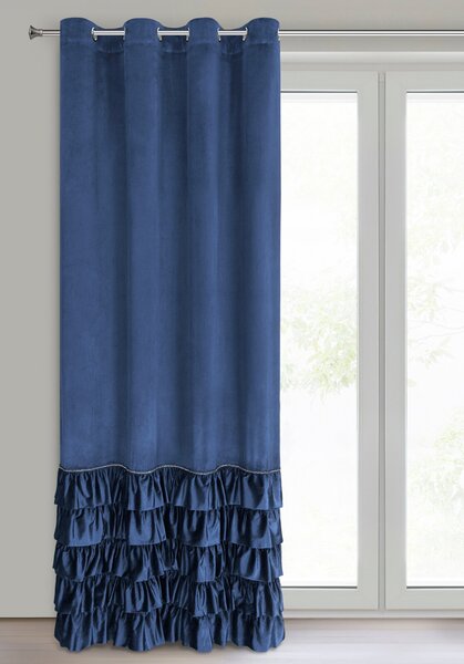 ZATEMŇOVACÍ ZÁVĚS NA KROUŽCÍCH CARLI 140X250 CM TMAVĚMODRÁ