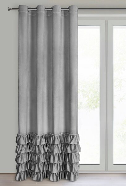 ZATEMŇOVACÍ ZÁVĚS NA KROUŽCÍCH CARLI 140X250 CM STŘÍBRNÁ