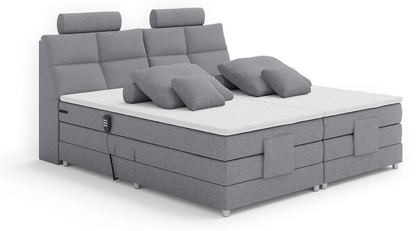 KONDELA Elektrická polohovací postel, boxspring, šedá, 160x200, POLERMA NEW