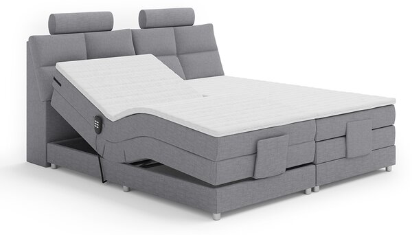 KONDELA Elektrická polohovací postel, boxspring, šedá, 160x200, POLERMA NEW