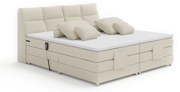 KONDELA Elektrická polohovací postel, boxspring, béžová, 160x200, GERONA NEW