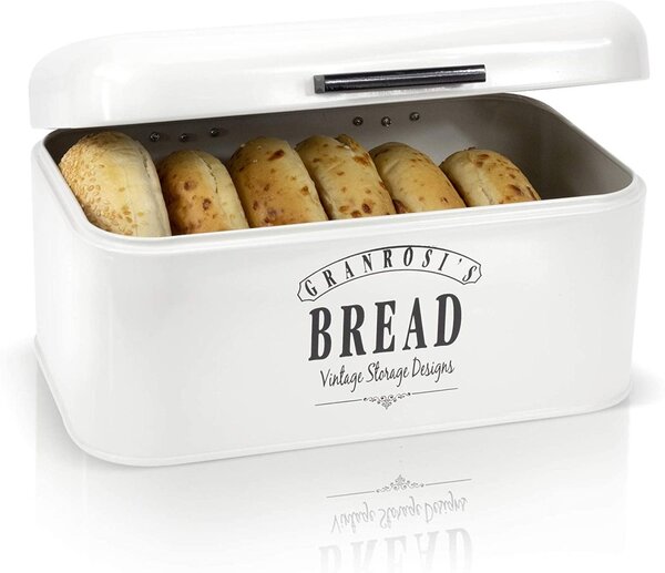 Chlebník v klasickém stylu 40. let krémově bílý mini - Granrosi (Box na pečivo Retro krémově bílý mini - Granrosi)
