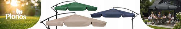 Plonos Zahradní slunečník s obalem PL-881, 350cm, zelený