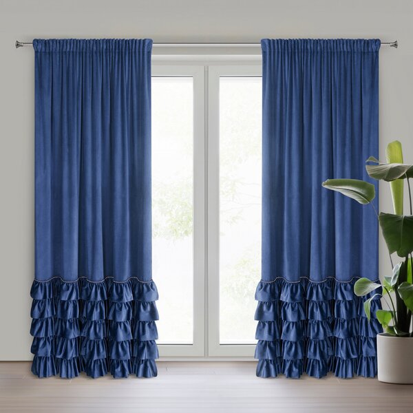 EUROFIRANY ZATEMŇOVACÍ ZÁVĚS NA PÁSCE CARLI 140X250 CM TMAVĚMODRÁ
