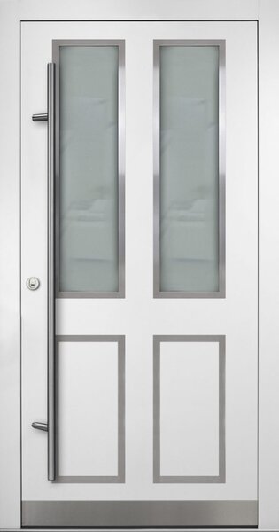 FM TÜREN Vchodové dveře s ocelovým opláštěním FM Turen model DS09 Orientace dveří: Levé, otevírání dovnitř, Dekor: Bílá, Standardní rozměr: 98 cm x 208 cm - vnější rozměr rámu