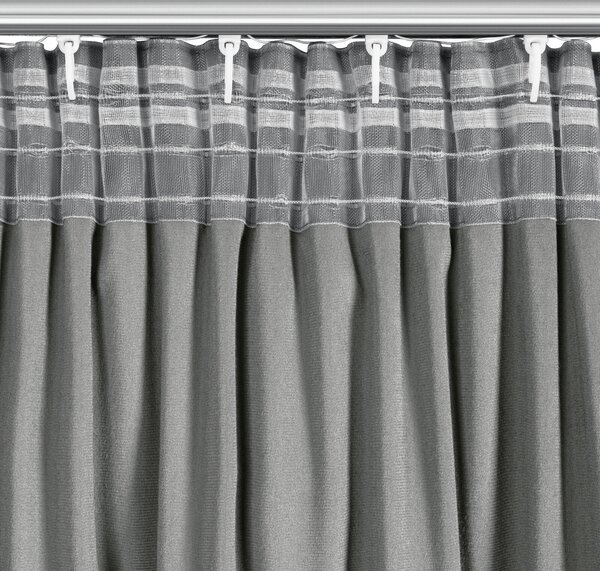 ZATEMŇOVACÍ ZÁVĚS NA PÁSCE CARLI 140X250 CM STŘÍBRNÁ